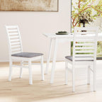 GOFLAME Wooden Dining Chairs Set of 4, Fabric Upholstered Kitchen Chairs with Rubber Wood Legs, Padded Seat & High Backrest, Armless Side Chairs for Dining Room, Living Room, Restaurant, White
