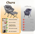 QQU Accent Chair wiht Ottoman for Bedroom (Grey) | Corduroy Reading Chair with Footrest, Comfy Lounge Armchair for Living Room, Reading Room