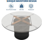 GarveeHome 47" Round Dining Table for 4-6 People, Dining Room Table with Sturdy Waveform Metal Pedestal Base, Farmhouse Circle Kitchen Table for Dining Room, Kitchen