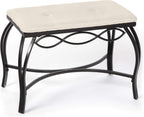 Mango Steam White Shoe Bench - Vanity Seat for Makeup Room, Dressing Stool, Entryway Bench - Powder Coated, Upholstered, Space Saving
