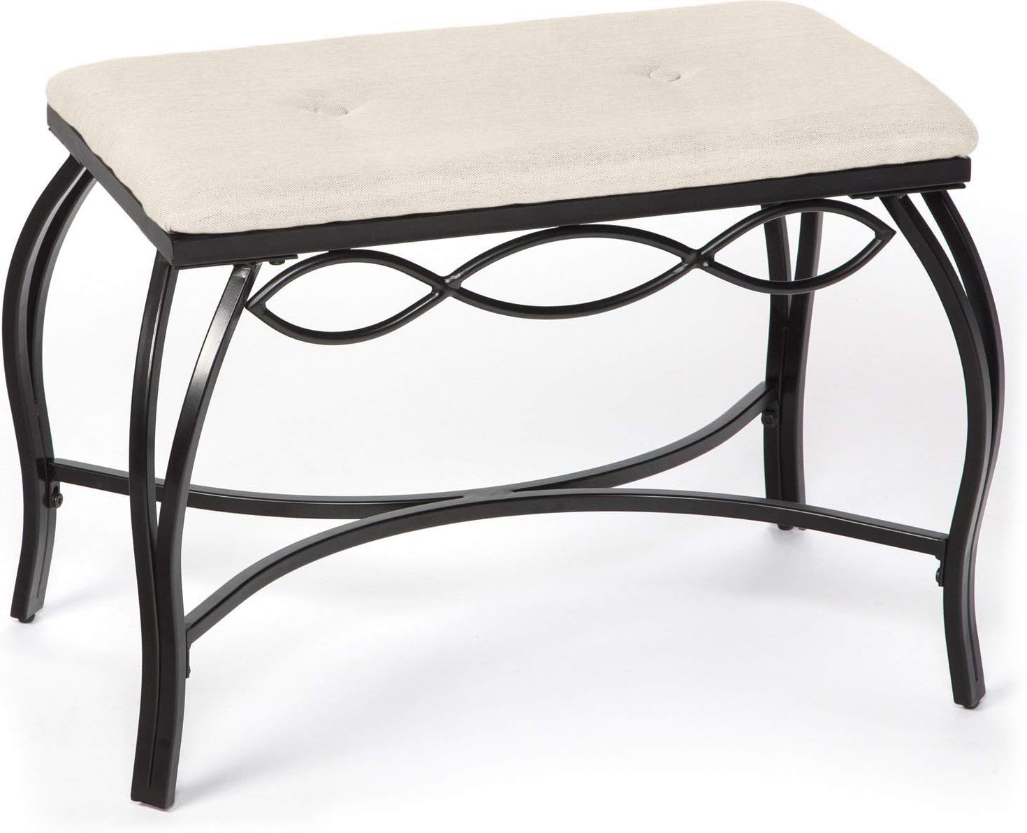 Mango Steam White Shoe Bench - Vanity Seat for Makeup Room, Dressing Stool, Entryway Bench - Powder Coated, Upholstered, Space Saving
