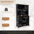 72.5” Buffet with Hutch, Freestanding Pantry Storage Cabinet with Drawers, Adjustable Shelves, Wine Grids, Microwave Countertop, Kitchen Cupboard for Dining Room, Living Room (Black)