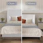 53.1" Extra-Tall Wingback Bed Frame - Luxury Cream White Boucle Upholstered Platform Bed with Gray Oak Wood Base, Heavy Duty 1000lbs, No Box Spring Needed, Noise-Free (Queen)