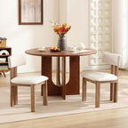 Kmax Farmhouse Dining Chair Set of 6, Linen Fabric Dining Room Chair Curved Backrest Armless Kitchen Chairs with Walnut Wood Legs for Family Diner, Beige