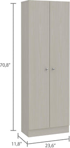Multistorage Pantry Cabinet,Five Shelves,Double Door Cabinet for Kitchen,Laundry,Living Room,Bedroom-Pearl