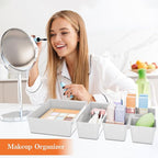 25 PCS Plastic Drawer Organizer Set, 4-Size Versatile Organizer Trays & storage Bins for Makeup, Jewelry, and Gadgets in Bathroom, Bedroom and Office, White