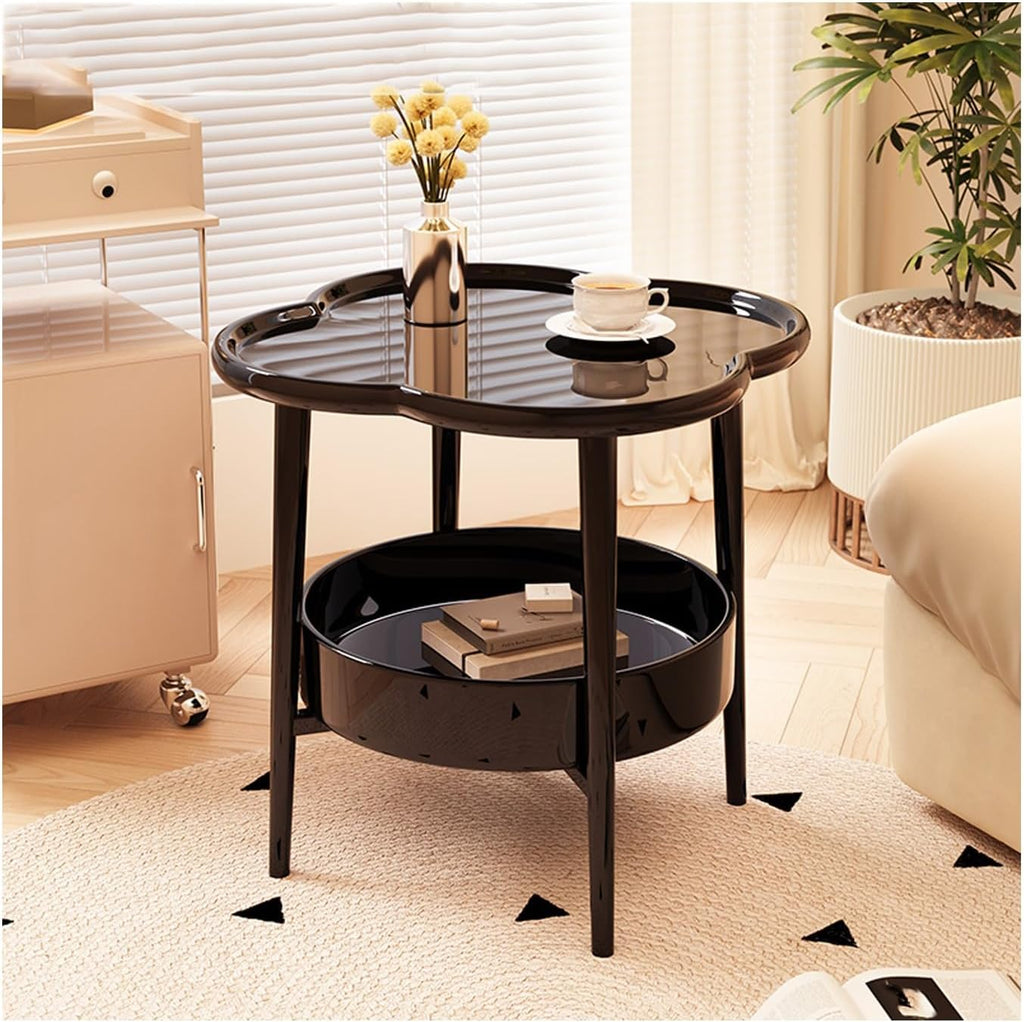 Sofa Side Table, Small Living Room Table, Tea Cabinet, Bedside Table for Small Coffee House (Color : Black)