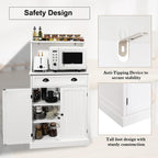HLR 54" Kitchen Pantry Storage Cabinet with Drawer and Adjustable Shelves, Microwave Oven Cabinet with Doors for Kitchen, Bathroom or Hallway,White
