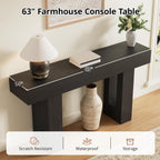 Airynee 63 Inches Long Console Table for Entryway with Drawers, Wooden Sofa Table Behind Couch, Industrial Entry Table for Living Room, Foyer, Hallway, Black