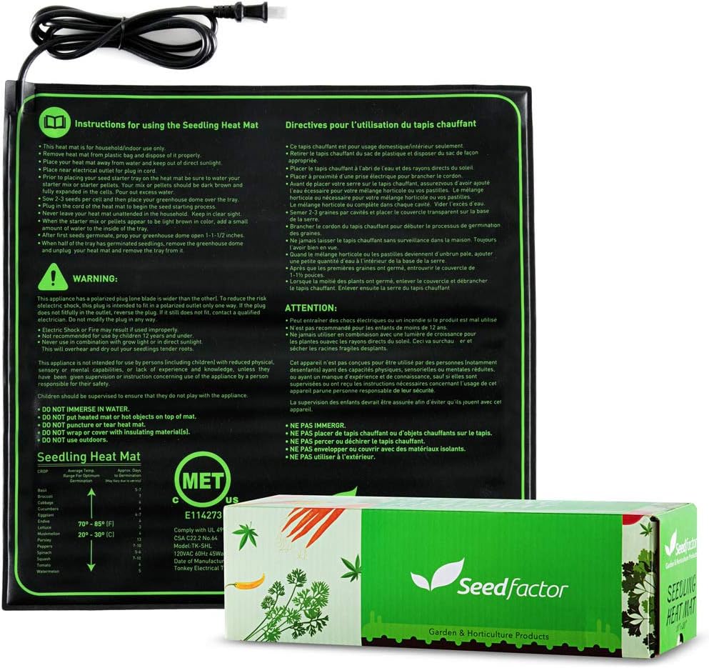 MET Certified Seedling Heat Mat, Seedfactor Waterproof Durable Germination Station Heat Mat, Warm Hydroponic Heating Pad for Indoor Home Gardening Seed Starter(20" x 20")