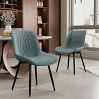 Rowill Dining Chairs Set of 2 Modern Faux Leather Kitchen Chairs with Thickened Metal Frame, Scratch-Resistant Upholstery,Widened Seat & Anti-Slip Pads, Cushioned Backrest for Kitchen,Greyish Green