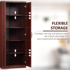 HOMCOM 63" 2-Door Kitchen Pantry 5-Tier Espresso | Freestanding Storage Cabinet, Shelving, 2 Adjustable Shelves, for Dining Room