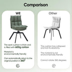 Swivel Dining Chairs Set of 6, Mid-Century Modern Chairs with Linen Fabric, High Back with High-Density Stuffed PP Cotton & Automatic Swivel Metal Legs, Suitable for Kitchen & Living Room(Green)