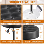 Nova Microdermabrasion Vanity Chair Stool Modern Tufted Round Ottoman Stool Swivel Makeup Chair for Bathroom Bedroom Living Room (Black)