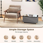 Giantex Storage Ottoman Bench with Tray Lid, Folding Linen Fabric Foot Stool with Elevated Wooden Legs, Multi-Functional Ottoman Foot Rest for Living Room Bedroom Entryway, 15 x 30 x 15.5 in