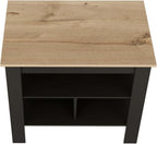 Kitchen Island with Three Concealed Shelves, Black, Light Oak | Modern kitchen island with three concealed shelves and ample storage space