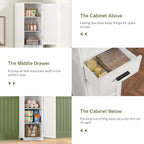 WEENFON Tall Bathroom Cabinet, Storage Cabinet with 6 Shelves & Drawer, Bathroom Storage Cabinet with Adjustable Shelves, Tall Cabinet for Living Room, Home Office, White