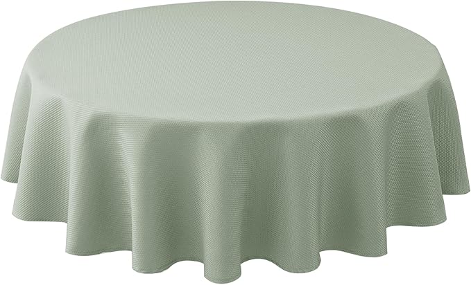 Biscaynebay Round Tablecloth 60 Inch-Sage Outdoor Fabric Table Cover-Small Circle Folding Table Cloths Linen Water Resistant Washable for Kitchen Dining Picnic Patio Outdoor Party Restaurant Tables