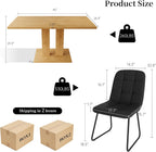 Dining Table Set for 4-6 People, 46 Inch Modern MDF Oak Kitchen Table with 4 Faux Leather Chairs, Rectangular Dining Room Table Set for Home, Small Spaces, Breakfast Nook (Oak Table + 4 Black Chairs)
