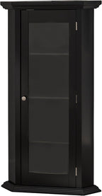KB Designs - Corner Accent Display Wood Curio Cabinet, Black