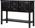 Knocbel Vintage Console Table with 2 Drawers, 2 Storage Cabinets and Bottom Open Shelf, Entryway Hallway Sofa Table Dining Room Buffet Sideboard, 48" W x 14" D x 34" H (Espresso)