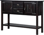 Knocbel Vintage Console Table with 2 Drawers, 2 Storage Cabinets and Bottom Open Shelf, Entryway Hallway Sofa Table Dining Room Buffet Sideboard, 48" W x 14" D x 34" H (Espresso)