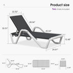 PURPLE LEAF Lounge Chair Outdoor Set of 2 w/Armrest & 1 Table, Dark Grey | Easy Assembly, Clear step-by-step instructions and simple hardware help you set up the lounge chairs in just a few minutes