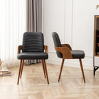 Dining Room Chairs,Mid Century Modern Kitchen Chairs,Upholstered Faux Leather Accent Chairs,Metal Legs Wooden Desk Chairs,Armless and No Wheels for Kitchen Dining Living Room,Black,1PCS