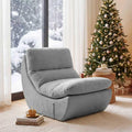 Comfy Reading Chair for Adults, Modular Sectional Sofa Bean Bag Chair, Cloud Couch Style with High Rebound Foam, Single Seat Compressible Sofa for Living Room & Bedroom, Grey