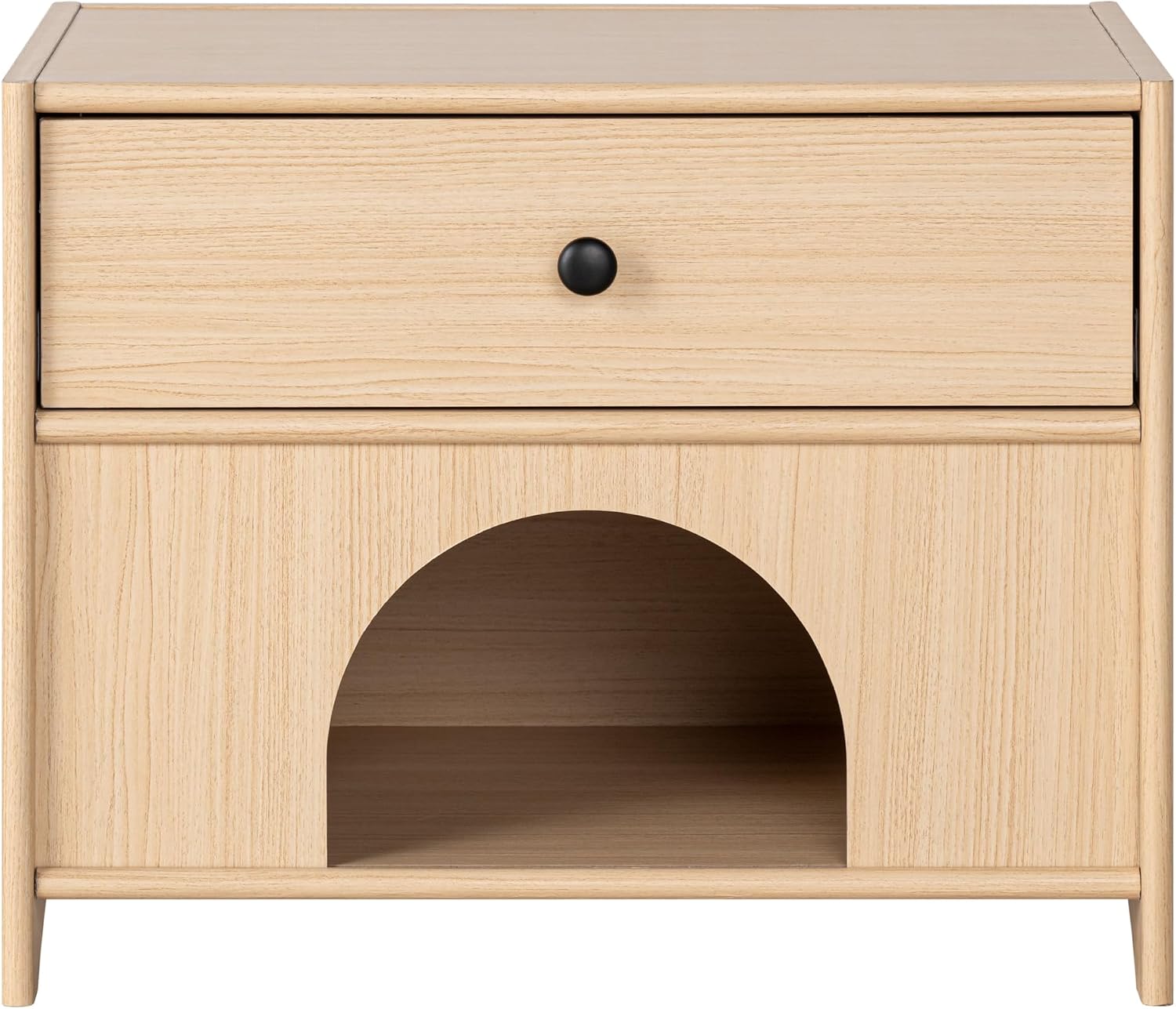Furniture of America Cole Mid-Century Modern 22-Inch Rectangular Side Table with Drawer, Pet-Friendly Wooden Small Nightstand for Bedroom, Living Room, Home Office, Small Spaces, Natural