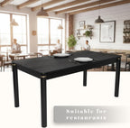 Hyfirm 63 Inch Black Solid Wood Dining Table for 4-6, Mid Century Modern Rectangular Dining Table with Gold Ring Decoration, Farmhouse Dinner Table for Dining Room Restaurant