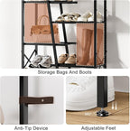 Shoe Rack, 10 Tier Boot Rack, Wooden Storage Organizer for Tall Boots, Large Capacity Metal Shoe Shelf Holds 17-20 Pairs of Shoes, Durable and Stable, for Entryway, Closet, Rustic Brown