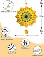 Sunflower Wind Spinner-3D Metal Hanging Wind Spinners, Perfect Ornament Gifts for Women/Men, 12 Inch Spinfinity Wind Spinner for Outdoor & Indoor Decorations, Yard Art, Garden Decoration