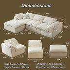 109" Cloud Couch Sectional for Living Room, Oversized Modular L Shaped Sofa with Ottoman, Deep Seat Chenille Sectional Couch, Convertible Sofa Bed for Ultimate Comfort(Lvory White)