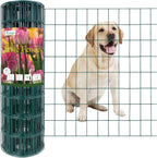 Green PVC Coated Welded Wire Fence 24 Inch x 50 Foot, 2 Inch x 3 Inch 16GA, Garden Border Fencing Roll Vinyl Coating Metal Wire Mesh for Yard Vegetable Plant Protection Poultry Netting