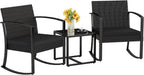 Homall Patio Furniture Set 3 Piece Resin Outdoor Bistro Set Rocking Patio Chairs with Cushions and Table for Porch, Poolside, Balcony and Yard (Black) | Patio Furniture Set 3 Piece Rocking Patio Chairs with Cushions and Table for Porch, Poolside, Balcony