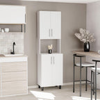 Tuhome Linden 76.8" Tall Kitchen Pantry Cabinet, Freestanding Pantry Cabinets for Kitchen Storage, 4 Doors, Open Microwave Hutch Shelf, 5 Shelves, White