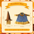 Fall Scarecrow Porch Goose Outfits for 23" Lawn Statue - Cute Hat & Clothes Set for Concrete/Plastic/Cement Goose, Seasonal Autumn Costume for Garden Yard Patio Decor