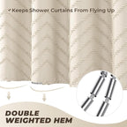 Tall Shower Curtain 78 Inches Long Beige Shower Curtain Boho Cute Chic Tufted Chevron Textured Striped Modern Minimalist Shower Curtains for Bathroom