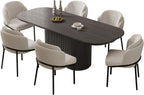 86.61" Oval Modern Dining Table Set for 6, Dining Room Tables with 6 Chairs for Kitchen, Living Room, 7 Piece Kitchen Tables 6 Seaters Dinner Table Set, Black