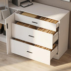 63" Wide Kitchen Pantry, 2-Piece Modern Storage Cabinet with 6 Doors and 3 Drawers, Food Pantry Cabinets with 3 Adjustable Shelves, Wall Mounted Cupboard and Base Cabinet for Kitchen, White