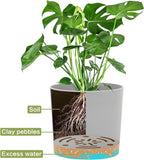 QCQHDU 5 inch Plant Pot, 2 Pack Planters for Indoor Plants with Drainage Holes & Saucer, Outdoor Flower Pots Home Garden Modern Decor