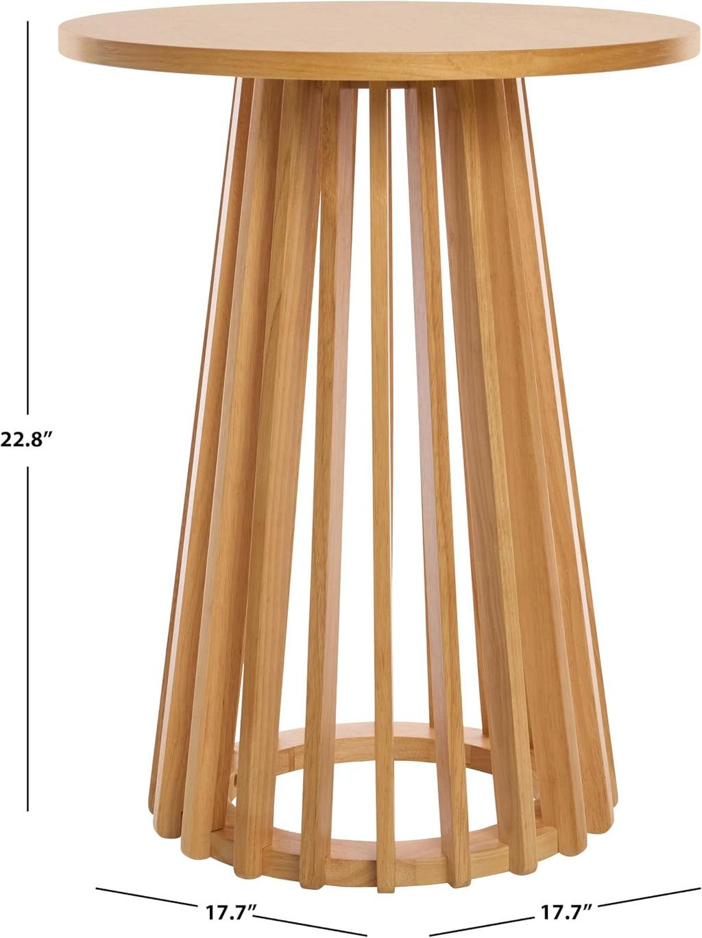 SAFAVIEH Home Collection - Cassio Natural Brown Accent Table, Sculptural Modern Side Table, Flared Slatted Base (ACC9200B)