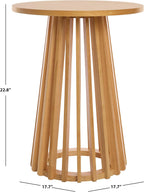 SAFAVIEH Home Collection - Cassio Natural Brown Accent Table, Sculptural Modern Side Table, Flared Slatted Base (ACC9200B)