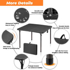 34" Folding Table, Portable Square Camping Card Table with Collapsible Legs & Carrying Handle, Plastic Tables for Outdoor Cooking,Camping,Picnic, Office, Party, Grey