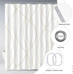 Punkray Beige Khaki Shower Curtain for Bathroom with Hooks, Extra Long Shower Curtain Set Stripe Bath Curtains Decorative White Shower Curtains Weighted Hem Water Repellent Washable, 72 x 72