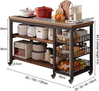Rolling Kitchen Island Cart Microwave Stand with Dense Storage Baskets