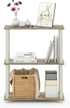 Furinno Turn-S-Tube 3-Tier Compact Multipurpose Shelf Display Rack with Square Tube, Sonoma Oak/White