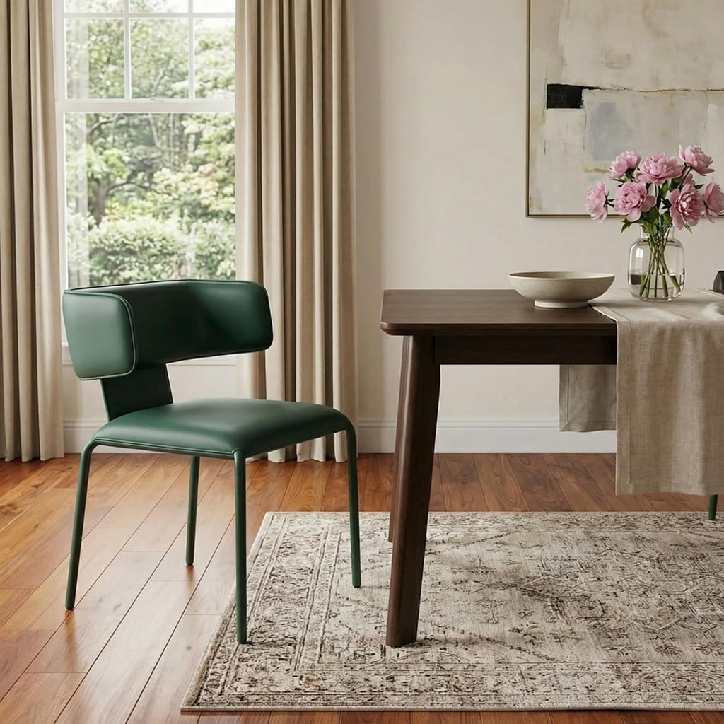 YOUNIKE Upholstered Dining Chair Single Premium Faux Leather Kitchen Dining Room Chair with Back Modern Padded Comfy Accent Side Chair for Living Room, Bedroom, Cafe Black