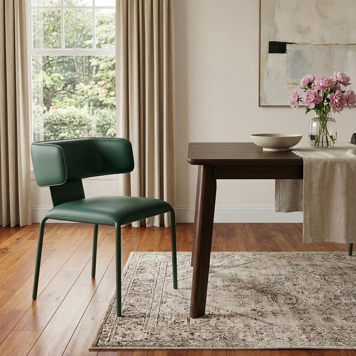 YOUNIKE Upholstered Dining Chair Single Premium Faux Leather Kitchen Dining Room Chair with Back Modern Padded Comfy Accent Side Chair for Living Room, Bedroom, Cafe Black